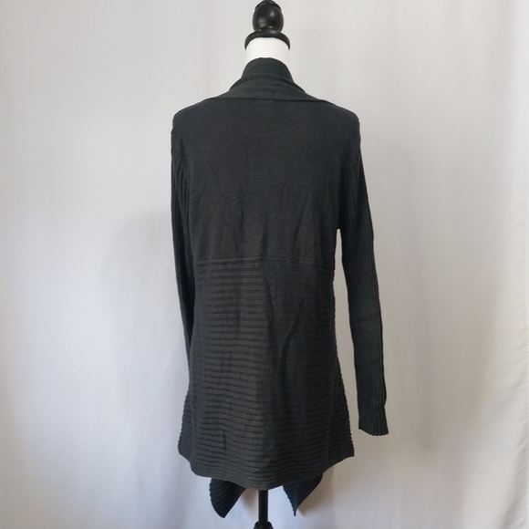 Old Navy Black Open Front Button Lock Ribbed Asymmetric Long Sleeve Card… - Picture 7 of 11